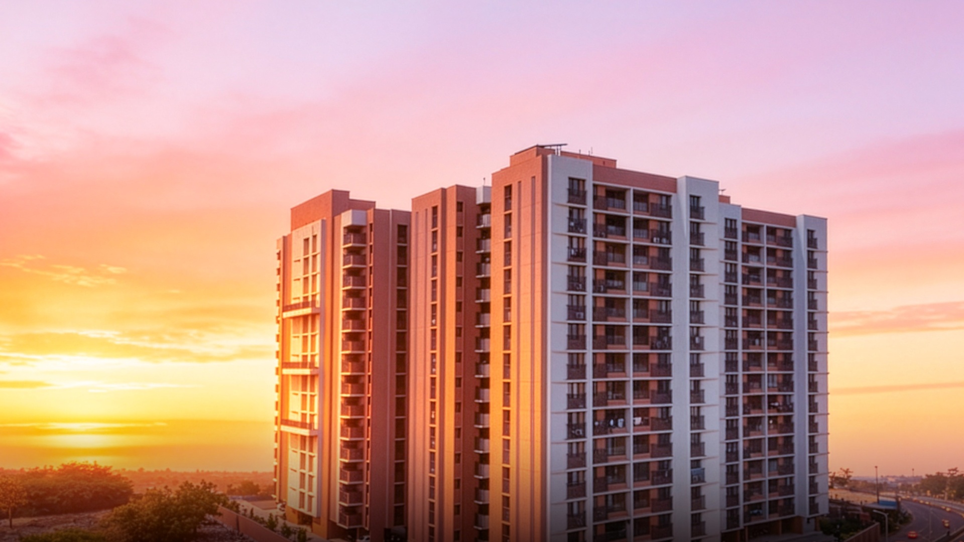 Archway by Adani Realty – Residential towers at sunset